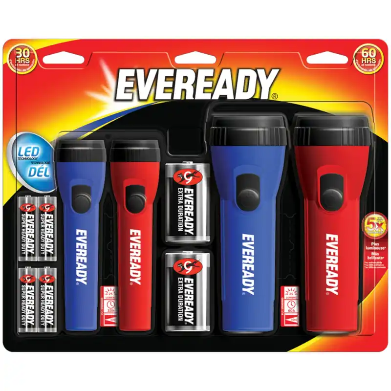 Energizer Eveready 25 Lm Black/blue/red Led Flashlight Aa/d Battery