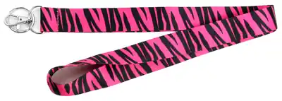 Lanyard With Metal Clip, Pink & Black Zebra, 1 X 18 In.