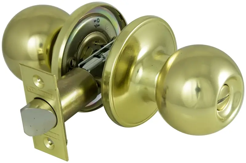 T3710v-ps Privacy Door Knob Lockset With 6-way Adjustable Latch In Polished Brass