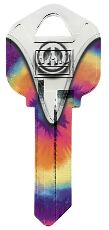 Brass House/entry Key Blank With Peace Sign Design For Kwikset Locks