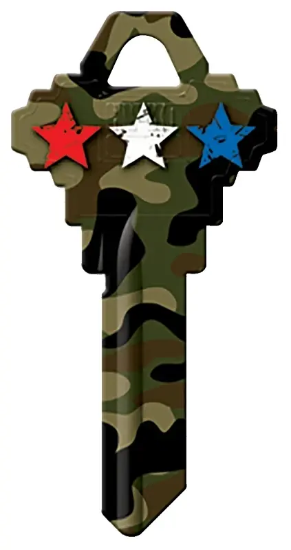 Hy-ko Camouflage And Stars Key Blank For Schlage Locks - Single Sided Design