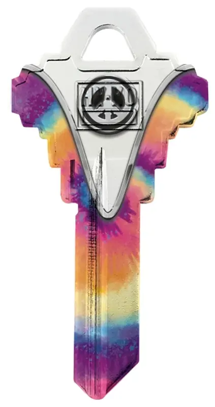 Brass House/entry Key Blank For Schlage Locks - Peace Sign Design