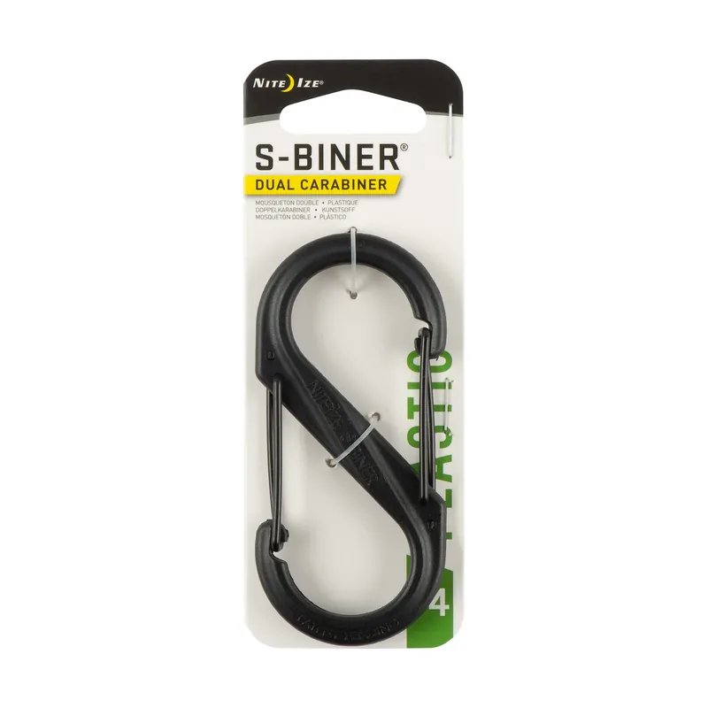 S-biner Size 4 Black Plastic Carabiner Key Ring - 25 Lb. Capacity