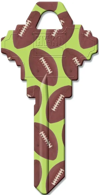 Colored Pattern Blank Football Key For Schlage Sc1 And Baldwin Keyways
