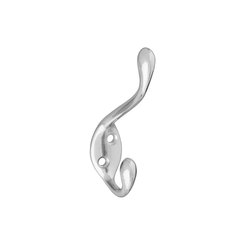 Hat & Coat Hook, Heavy-duty, Nickel, Long