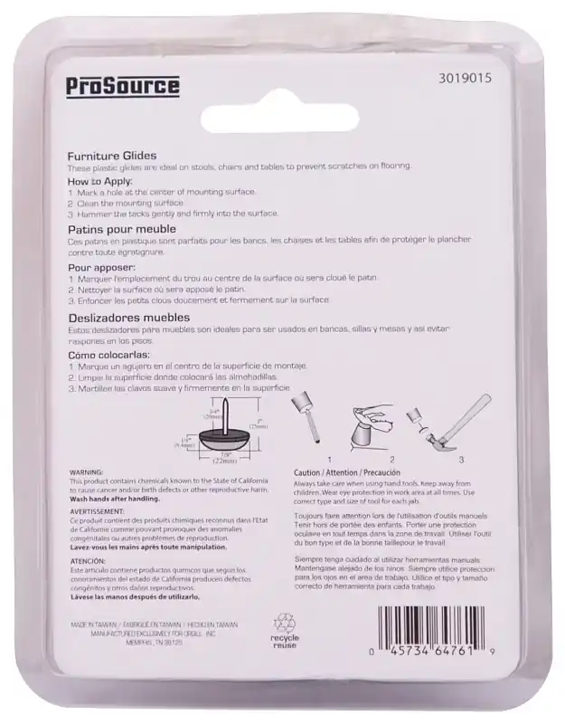 7/8 Inch Nail-on Slide Glide Furniture Glide, Ptfe