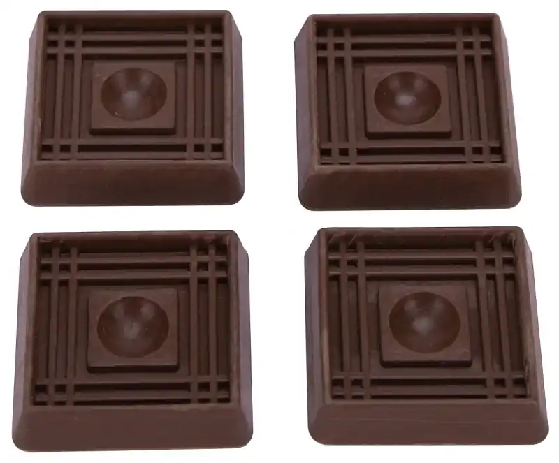 Caster Furniture Glide, 1-5/8 In L X 1-5/8 In W, Square/cup, Rubber
