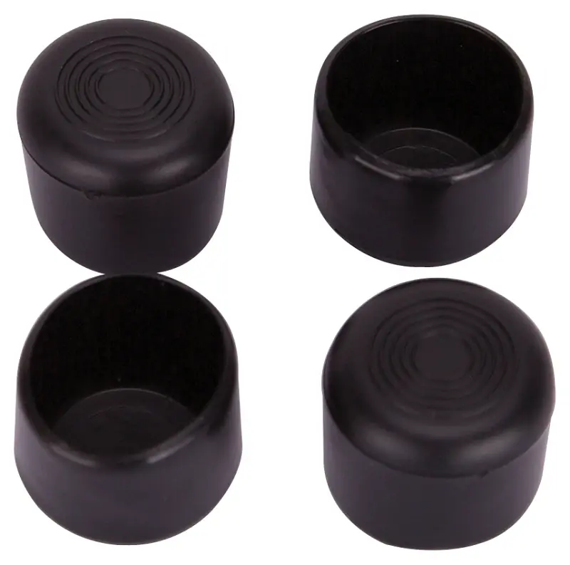 1-1/4 Inch Black Plastic Furniture Leg Tips - Durable Protection