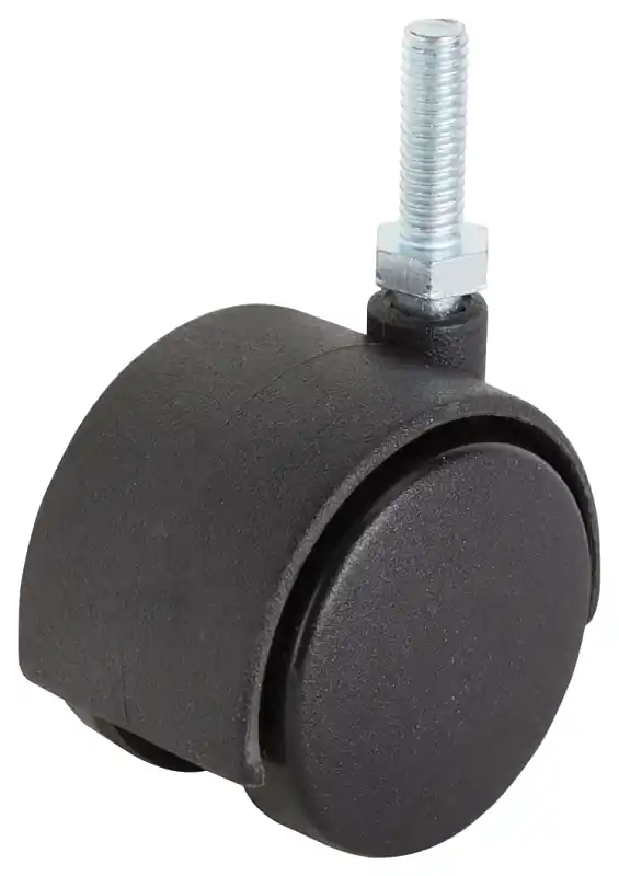 Jc-f08-ps 2-inch Black Dual Wheel Furniture Casters With Threaded Stem