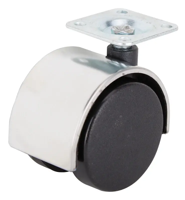 Jc-f11-ps Dual Wheel Furniture Caster Plate Mount, 2 Inch, Chrome Finish