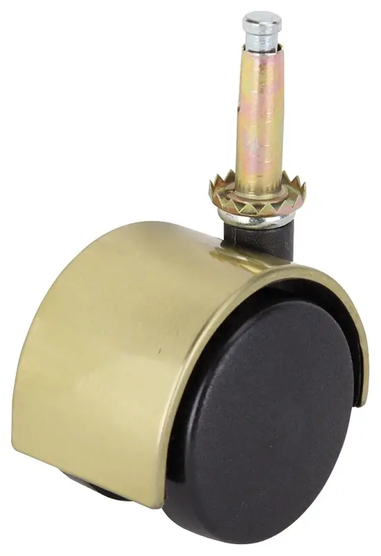 Jc-f14-ps Dual Wheel Furniture Caster, 2 Inch Diameter, Brass Finish