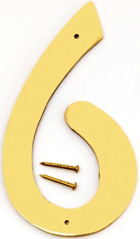House Address Number 6, Brass, 4-in.