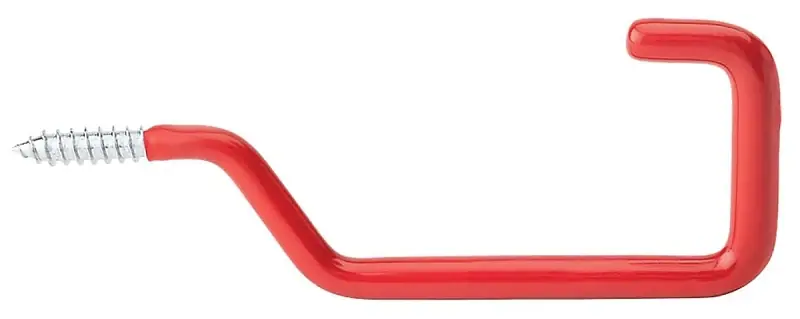 Screw Hook, Red Vinyl Coated, 4.5 In.