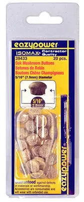 Dowel Plug, Mushroom, Oak, 5/16-in., 20-pk.
