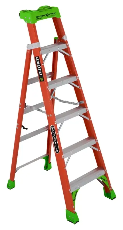 2-in-1 Cross Step Ladder, Fiberglass, Type 1a, 6-ft.