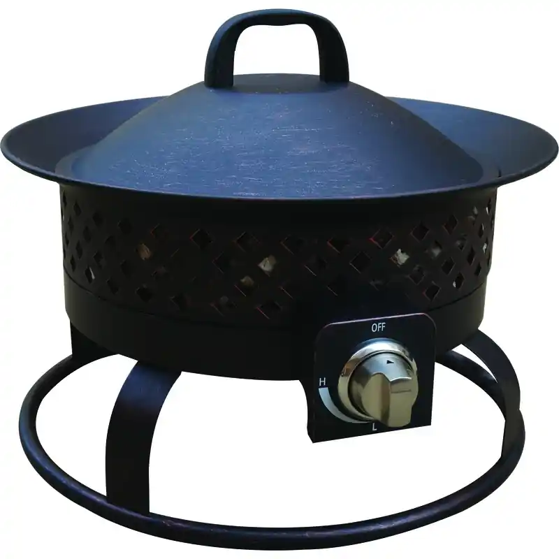 Aurora 18.5 In. Bronze Round Steel Gas Fire Pit With 50,000 Btu