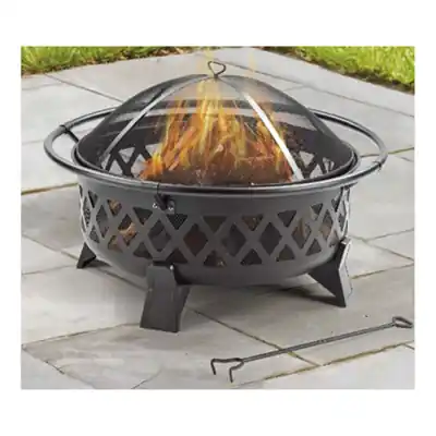 Lattice Fire Pit, Steel Legs, 35 X 35 X 22-in.