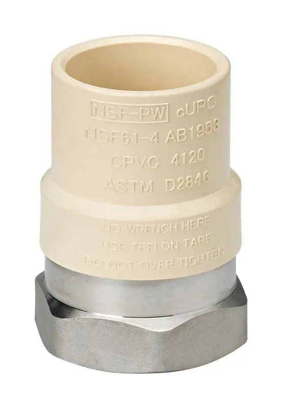 Schedule 40 1/2 In. Slip X 1/2 In. D Fpt Cpvc Transition Adapter 1 Pk