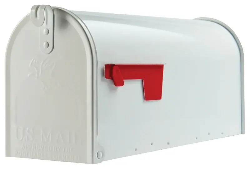 Elite Post-mount Mailbox, Medium, White Steel