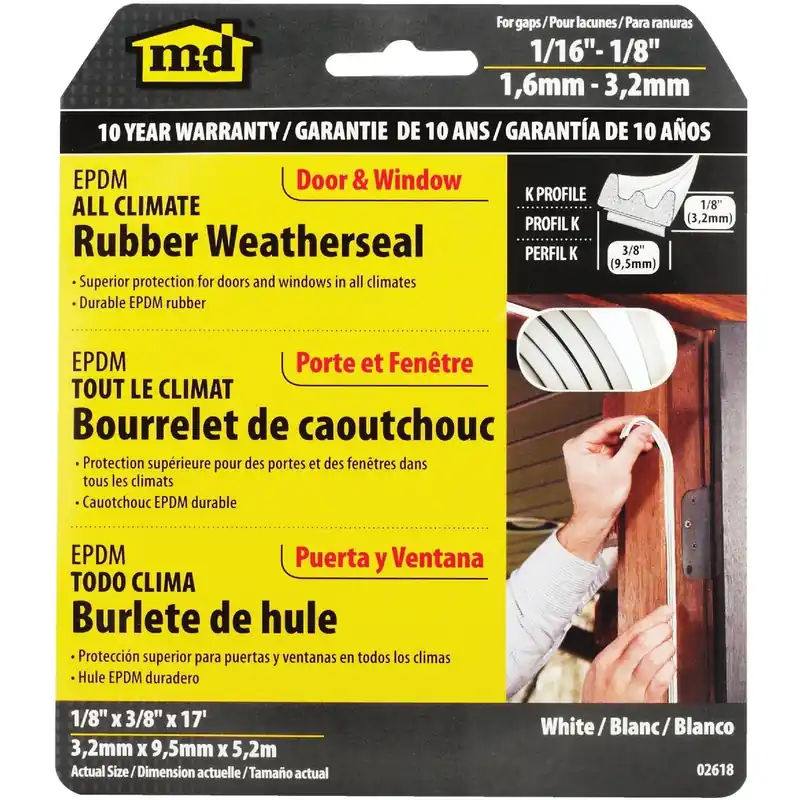 17 Ft. X 3/8 In. White Extreme Temperature Small Gap Rubber Weatherstrip