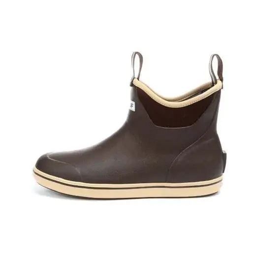Men‘s 6 Inch Chocolate/tan Ankle Deck Boots - Full Rubber Construction
