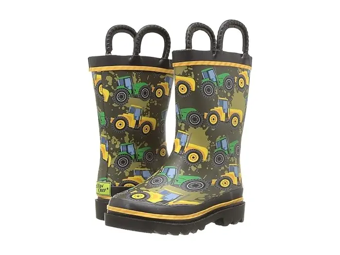 Tractor Tough Rain Boot For Boys - Durable Rubber, Brown, Multiple Sizes