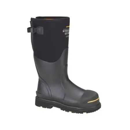 Steel-toe Adjustable Gusset Work Boot, Black/yellow, Size 9