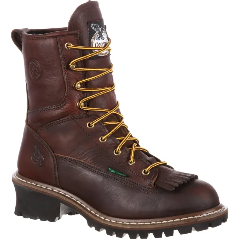 Men‘s 8" Waterproof Logger Work Boots, Size 9.5 Wide, Bark