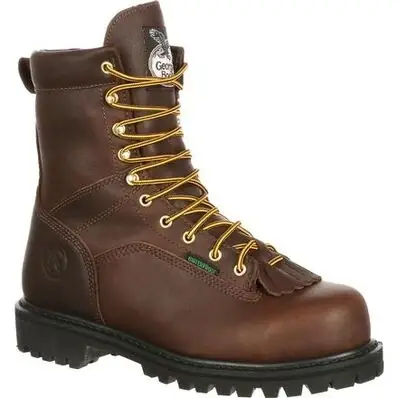 Lace-to-toe Steel Toe Waterproof Work Boot, Chocolate, 10 Medium