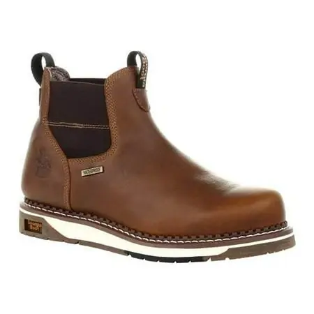 Men‘s Georgia Boot Gb00352 Wedge Waterproof Chelsea Work Boot - Dark Brown