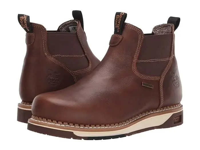 Men‘s Georgia Boot Wedge Waterproof Chelsea Work Boot - Model Gb00352 - Dark Brown