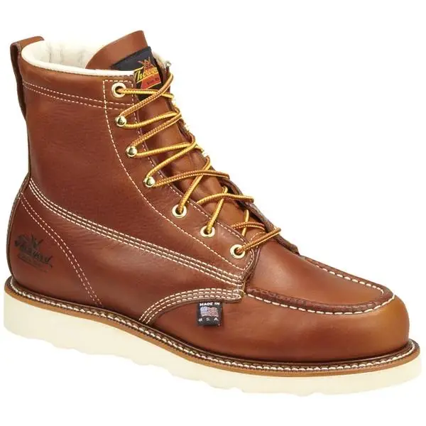 Thorogood American Heritage Men‘s 6" Moc Toe Work Boots, Size 12 D, Tobacco Brown