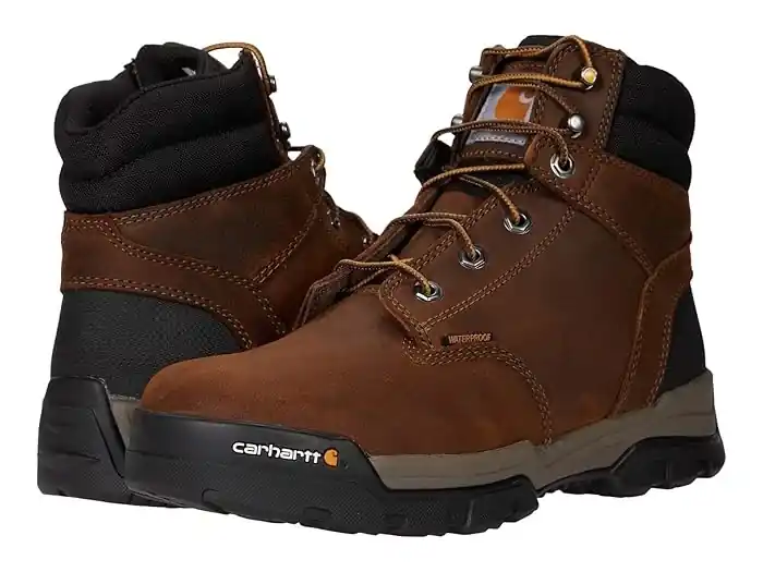 Carhartt Men‘s Ground Force 6 Inch Waterproof Work Boot - Soft Toe - Size 8.5 - Bison Brown Oil Tan