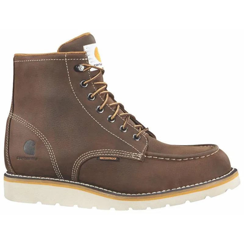 Men‘s 11m Brown Leather Waterproof Moc-toe Wedge Soft Toe 6 In. Lace-up Work Boot