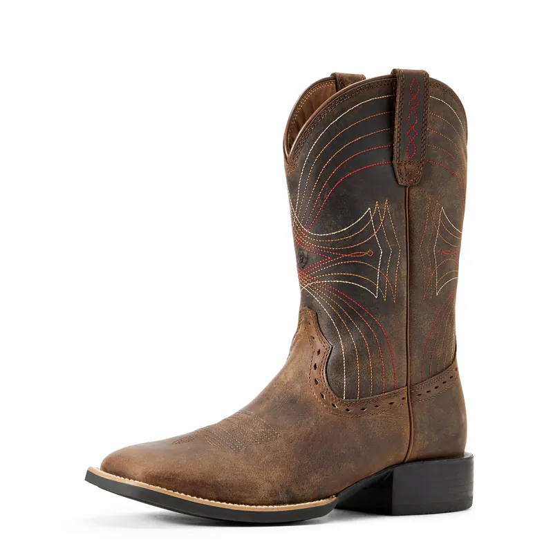 Sport Wide Square Toe Western Boot - Distressed Brown - Size 9 Ee