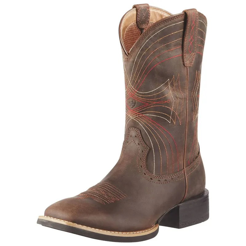 Men‘s Sport Wide Square Toe Cowboy Boots, Distressed Brown, Size 10.5 Ee
