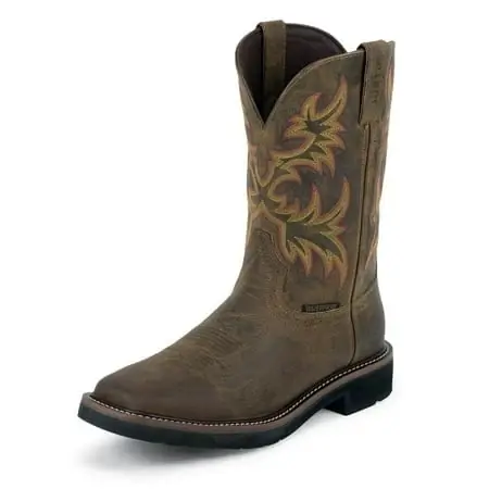 Men‘s Rugged Tan Cowhide Stampede Waterproof Work Boots Wk4689 Se4689