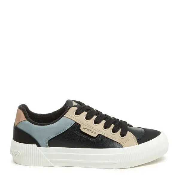 Cheery Black Color Block Low Top Sneakers, Size 11