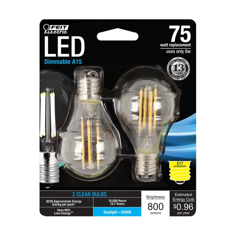 A15 E17 (intermediate) Filament Led Bulb Daylight 75 Watt Equivalence 2 Pk
