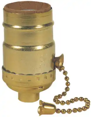 Brass Medium Base Pull Chain Socket 1 Pk