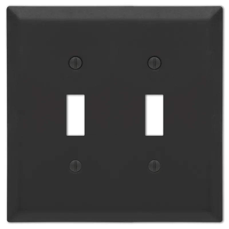 Century Matte Black 2 Gang Stamped Steel Toggle Wall Plate 1 Pk