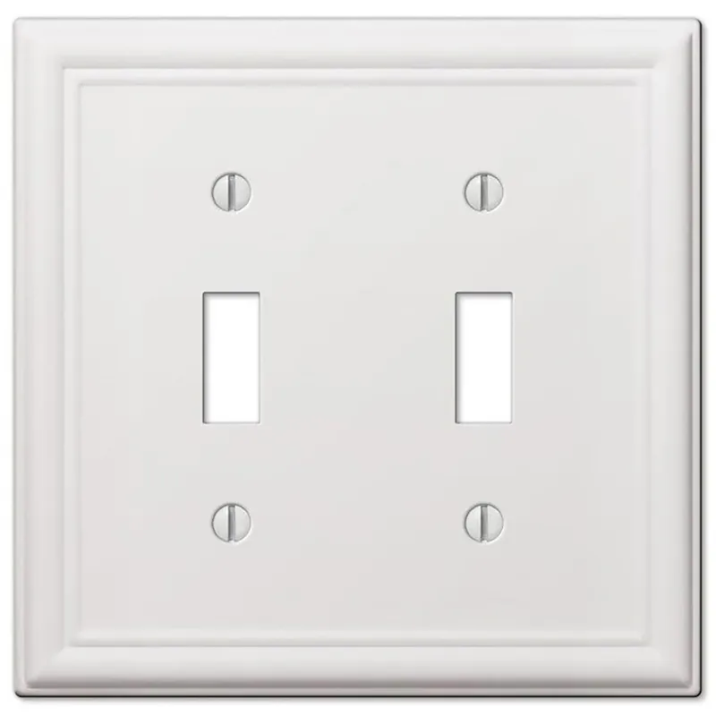 Chelsea White 2 Gang Stamped Steel Toggle Wall Plate 1 Pk