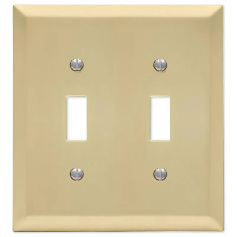 Century Satin Brass 2 Gang Stamped Steel Toggle Wall Plate 1 Pk
