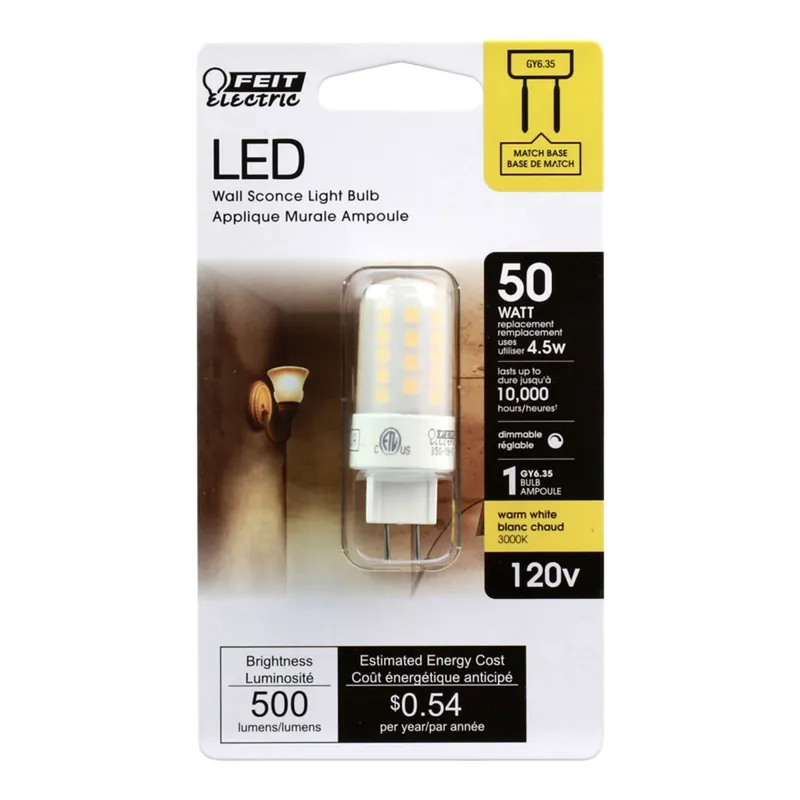 T4 Gy6.35 Led Bulb Bright White 50 Watt Equivalence 1 Pk