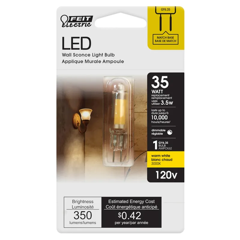 T4 Gy6.35 Led Bulb Bright White 35 Watt Equivalence 1 Pk