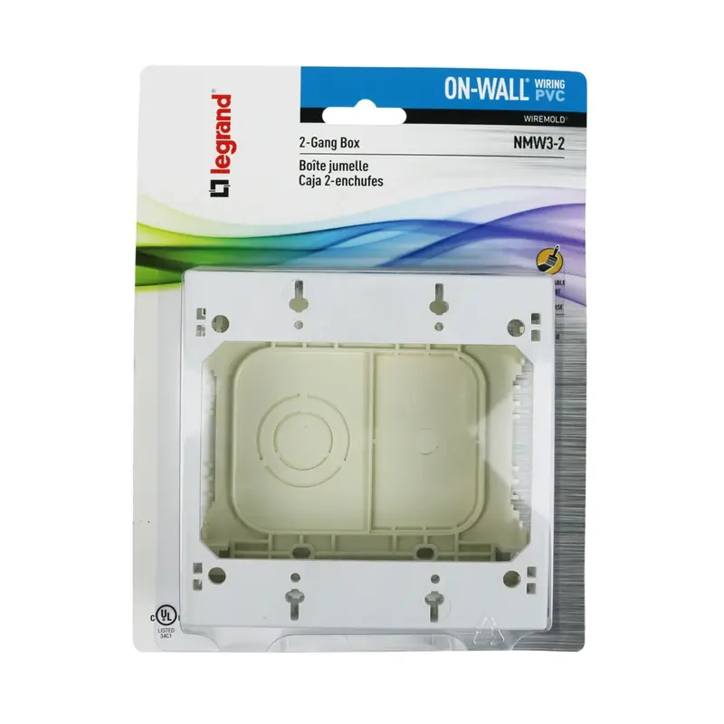 Rectangle Plastic 2 Gang Outlet Box White