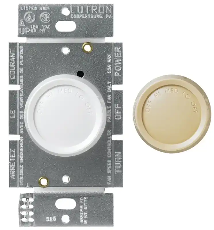 5 Amps Single Pole Rotary Fan Control Ivory, White 1 Pk
