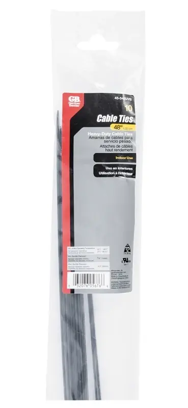 48 In. L Black Cable Tie 10 Pk