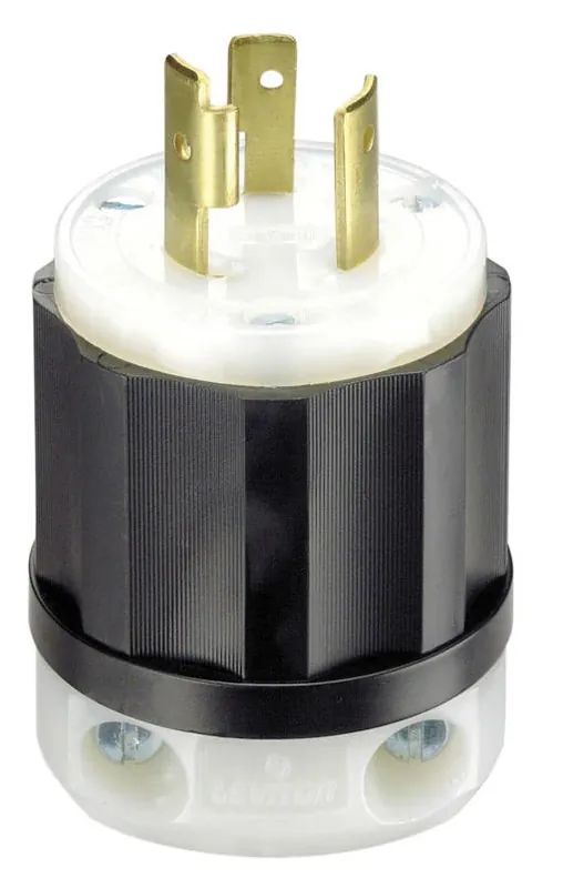 L6-20p Industrial Thermoplastic Grounding Locking Plug – 250v, 2‑pole 3‑wire, 16‑10 awg