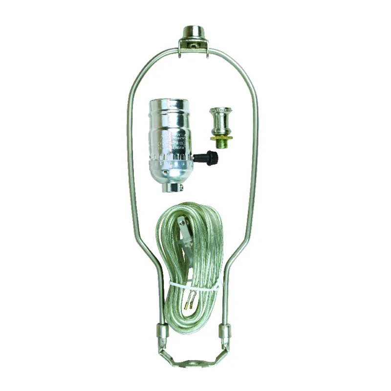 Lamp Kit With 10-in. Harp & Push Through Socket, Brushed Pewter